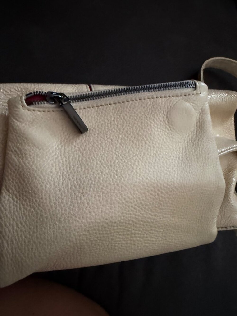 Hammitt VIP Satchel Cream Textured Leather Shoulder Bag With Stud Accents & Remo - Picture 8 of 13